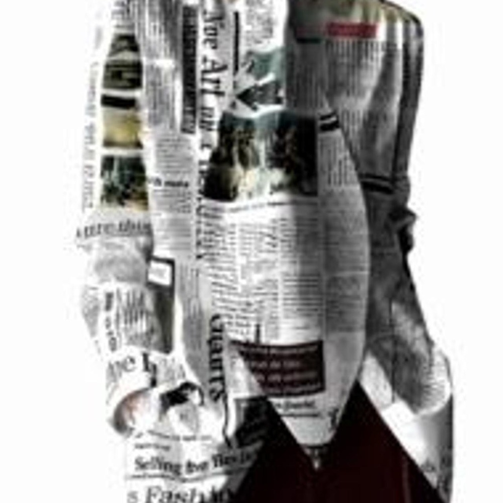 UOOZEE Women's Stylish Newspaper Printed High Neck Tie Design Blouse